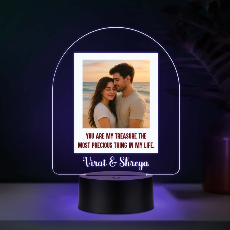Personalized Couple LED Photo Lamp with Automatic Color Changing Light Anniversary Gift for Couples, Husband, Wife, Wedding, Birthday, Valentine's Day Memorable Gift